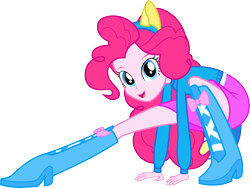 Size: 7961x6000 | Tagged: safe, artist:givralix, pinkie pie, equestria girls, equestria girls (movie), absurd resolution, balancing, boots, clothes, helping twilight win the crown, high heel boots, looking at you, open mouth, simple background, skirt, smiling, solo, transparent background, vector, wondercolts uniform