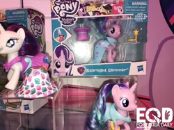 Size: 1210x907 | Tagged: safe, rarity, starlight glimmer, pony, unicorn, cape, clothes, magician, magician outfit, toy, toy fair, toy fair 2018