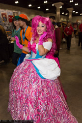 Size: 1365x2048 | Tagged: safe, artist:lil-kute-dream, pinkie pie, human, clothes, comikaze expo, comikaze expo 2013, convention, cosplay, dress, gloves, irl, irl human, photo, solo