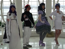 Size: 2048x1536 | Tagged: artist needed, safe, artist:thighhighs, elusive, princess platinum, rarity, human, 2013, clothes, convention, cosplay, crossplay, dress, glasses, irl, irl human, katsucon, photo, rule 63, skirt