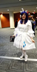 Size: 667x1280 | Tagged: artist needed, safe, rarity, human, 2012, clothes, convention, cosplay, dress, irl, irl human, photo, solo, youmacon