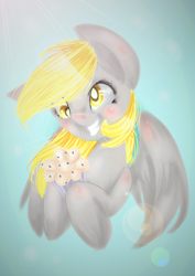 Size: 800x1131 | Tagged: safe, artist:platinumpoinsetta, derpy hooves, pegasus, pony, female, mare, muffin, solo