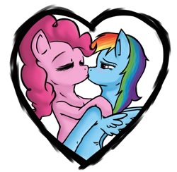 Size: 800x781 | Tagged: safe, artist:raph13th, derpibooru import, pinkie pie, rainbow dash, earth pony, pegasus, pony, female, kissing, lesbian, pinkiedash, shipping