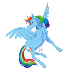 Size: 800x824 | Tagged: safe, artist:alicelgagne, derpibooru import, rainbow dash, pegasus, pony, cutie mark, disney style, female, flying, looking at you, mare, simple background, smiling, solo, transparent background