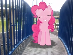 Size: 2592x1944 | Tagged: safe, artist:tokkazutara1164, artist:xpesifeindx, pinkie pie, irl, photo, playground, ponies in real life, shadow, solo, vector