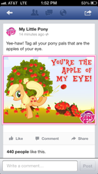 Size: 640x1136 | Tagged: safe, applejack, earth pony, pony, blonde mane, facebook, female, mare, orange coat, solo