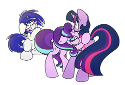 Size: 2500x1710 | Tagged: safe, artist:ryuyo, starlight glimmer, twilight sparkle, twilight sparkle (alicorn), oc, alicorn, pony, unicorn, hug, simple background, transparent background