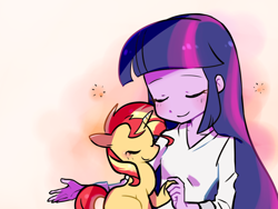 Size: 1400x1050 | Tagged: safe, artist:haden-2375, sunset shimmer, twilight sparkle, pony, unicorn, equestria girls, cute, female, lesbian, mare, shimmerbetes, shipping, smiling, sunsetsparkle, twiabetes