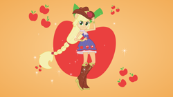 Size: 3840x2160 | Tagged: safe, artist:fangz17, applejack, equestria girls, equestria girls (movie), .svg available, fall formal outfits, ponied up, solo, vector, wallpaper