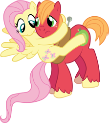 Size: 3380x3787 | Tagged: safe, artist:bobthelurker, artist:marindashy, big macintosh, fluttershy, earth pony, pegasus, pony, fluttermac, high res, male, shipping, simple background, stallion, straight, transparent background, vector