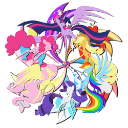 Size: 5000x5000 | Tagged: safe, artist:flamevulture17, derpibooru import, applejack, fluttershy, pinkie pie, rainbow dash, rarity, twilight sparkle, twilight sparkle (alicorn), alicorn, earth pony, pegasus, pony, unicorn, absurd resolution, female, mane six, mare