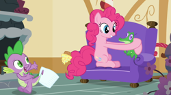 Size: 890x500 | Tagged: safe, screencap, gummy, pinkie pie, spike, dragon, earth pony, pony, female, male, mare