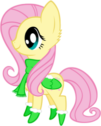 Size: 3000x3718 | Tagged: safe, artist:scourge707, fluttershy, pegasus, pony, boots, clothes, scarf, solo, wing gloves