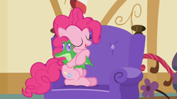 Size: 1050x590 | Tagged: safe, screencap, gummy, pinkie pie, earth pony, pony, just for sidekicks, hug