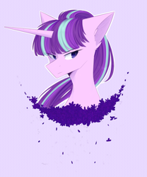 Size: 2500x3000 | Tagged: safe, artist:cupofvanillatea, starlight glimmer, pony, alternate hairstyle, bust, high res, portrait, solo