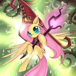 Size: 1900x1900 | Tagged: safe, artist:cyanaeolin, fluttershy, cosplay, crossover, league of legends, lulu (league of legends), solo, staff, vine