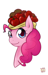 Size: 422x659 | Tagged: safe, artist:norang94, pinkie pie, earth pony, pony, bats!, apple, fruit costume, hat, solo