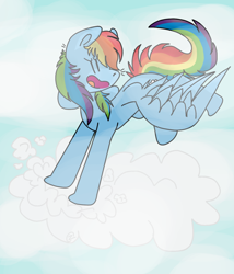 Size: 1024x1195 | Tagged: safe, artist:cloud--zero, derpibooru import, rainbow dash, pegasus, pony, cloud, flying, head turn, open mouth, solo, spread wings, wings