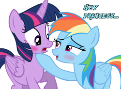 Size: 914x672 | Tagged: safe, artist:simbyfim, derpibooru import, rainbow dash, twilight sparkle, twilight sparkle (alicorn), alicorn, pegasus, pony, blushing, female, lesbian, shipping, simple background, transparent background, twidash