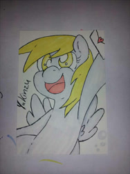 Size: 500x666 | Tagged: safe, artist:yukinzu, derpy hooves, pegasus, pony, aceo, artist trading card, female, mailpony, mare, solo, traditional art