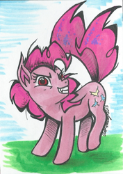 Size: 745x1050 | Tagged: safe, artist:asiamartinez, pinkie pie, earth pony, pony, bat ponified, painting, pinkiebat, solo