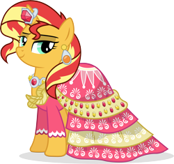 Size: 7760x7303 | Tagged: safe, artist:illumnious, sunset shimmer, pony, unicorn, simple ways, absurd resolution, beautiful, clothes, dress, female, lidded eyes, mare, simple background, smiling, solo, transparent background