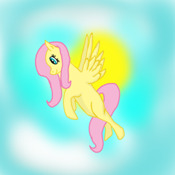 Size: 894x894 | Tagged: safe, artist:thekolo356, fluttershy, pegasus, pony, female, mare, sky, solo