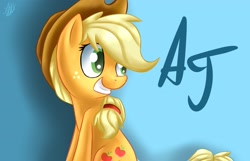 Size: 2800x1800 | Tagged: safe, artist:suplolnope, applejack, earth pony, pony, looking back, sitting, solo