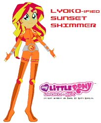 Size: 462x564 | Tagged: safe, artist:10networks, sunset shimmer, equestria girls, bracelet, clothes, code lyoko, cutie mark, jewelry, knee pads, simple background, solo, transparent background, uniform