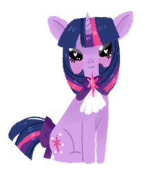 Size: 362x392 | Tagged: safe, artist:amarrylis, derpibooru import, twilight sparkle, solo, tail bow, wingding eyes