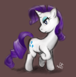 Size: 1256x1264 | Tagged: safe, artist:iomma, rarity, pony, unicorn, brown background, female, simple background, solo