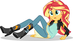 Size: 299x168 | Tagged: safe, edit, sunset shimmer, comic:a new change, equestria girls, bad edit, fanfic, female, picture for breezies, pregnant, pregnant edit, simple background, solo, teen pregnancy