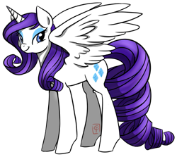 Size: 573x510 | Tagged: safe, artist:generalpanic, rarity, alicorn, pony, alicornified, race swap, raricorn, solo