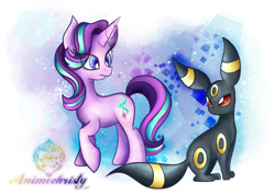 Size: 1024x731 | Tagged: safe, artist:animechristy, starlight glimmer, pony, unicorn, crossover, female, mare, pokémon, umbreon