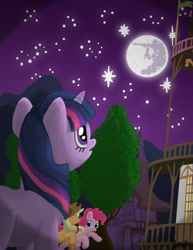 Size: 1224x1584 | Tagged: safe, artist:artistjlf, applejack, pinkie pie, twilight sparkle, earth pony, pony, night