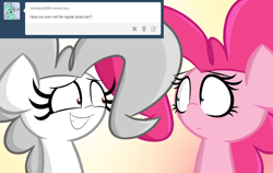 Size: 1280x811 | Tagged: safe, artist:albinon, pinkie pie, oc, earth pony, pony, ask-albino-pie