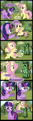 Size: 1000x3600 | Tagged: safe, artist:coltsteelstallion, derpibooru import, fluttershy, twilight sparkle, pegasus, pony, comic, creeper, minecraft, tower of pimps