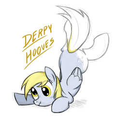 Size: 899x938 | Tagged: safe, artist:natsu714, derpy hooves, pegasus, pony, backbend, cute, female, mare, scrunchy face, simple background, solo, transparent background