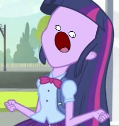 Size: 567x600 | Tagged: safe, derpibooru import, edit, edited screencap, screencap, twilight sparkle, equestria girls, equestria girls (movie), cropped, exploitable meme, meme, solo, twiscream