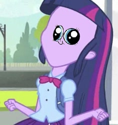 Size: 567x600 | Tagged: safe, derpibooru import, edit, edited screencap, screencap, twilight sparkle, equestria girls, equestria girls (movie), cropped, exploitable meme, hey you, meme, solo, twiscream