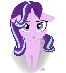 Size: 811x900 | Tagged: safe, artist:alexcooler, starlight glimmer, pony, unicorn, chest fluff, cute, female, floppy ears, glimmerbetes, looking at you, mare, simple background, sitting, smiling, solo, white background