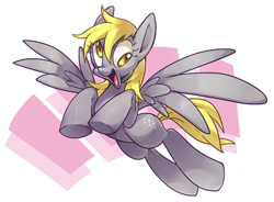 Size: 800x588 | Tagged: safe, artist:lizizero, derpy hooves, pegasus, pony, female, mare, smiling, solo, spread wings