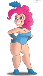 Size: 3366x5885 | Tagged: safe, artist:scobionicle99, pinkie pie, human, cleavage, female, humanized, light skin, plump, solo