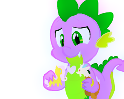 Size: 500x400 | Tagged: safe, artist:shiny-raven, discord, fluttershy, spike, dragon, pegasus, pony, shipper on deck, solo