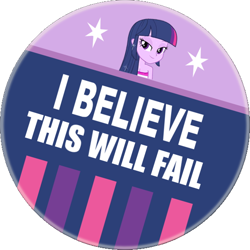 Size: 552x552 | Tagged: safe, derpibooru import, edit, twilight sparkle, equestria girls, button, equestria girls drama, i believe in x