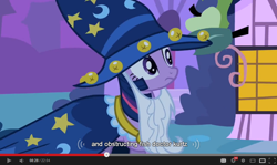 Size: 854x510 | Tagged: safe, derpibooru import, screencap, star swirl the bearded, twilight sparkle, luna eclipsed, youtube caption