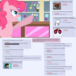 Size: 1220x1214 | Tagged: safe, artist:bsting, pinkie pie, bee, earth pony, pony, /mlp/, 4chan, meme