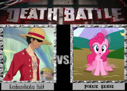 Size: 1008x720 | Tagged: safe, pinkie pie, earth pony, pony, death battle, exploitable meme, kenbunshoku haki, meme, monkey d luffy, one piece, pinkie sense