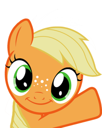 Size: 1024x1284 | Tagged: safe, artist:mp3fimmusic, applejack, earth pony, pony, filly, looking at you, simple background, solo, transparent background, vector, waving