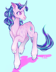 Size: 2500x3200 | Tagged: safe, artist:k9core, starlight glimmer, classical unicorn, pony, unicorn, cloven hooves, female, leonine tail, mare, solo, unshorn fetlocks